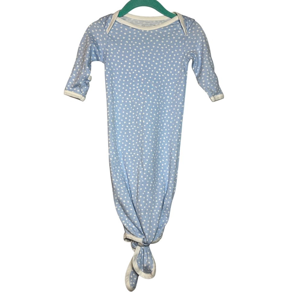 Kissy Love Baby Blue White Pindot 100% Pima Cotton Knotted Gown Sleeper 3M